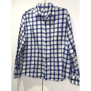Peter Millar Shirt Mens XL Blue White Plaid Button Up Long Sleeve Premium Casual